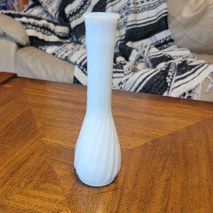 Hoosier Glass Company Vintage 4094 Milk Glass Tall Swirl Flower Vase